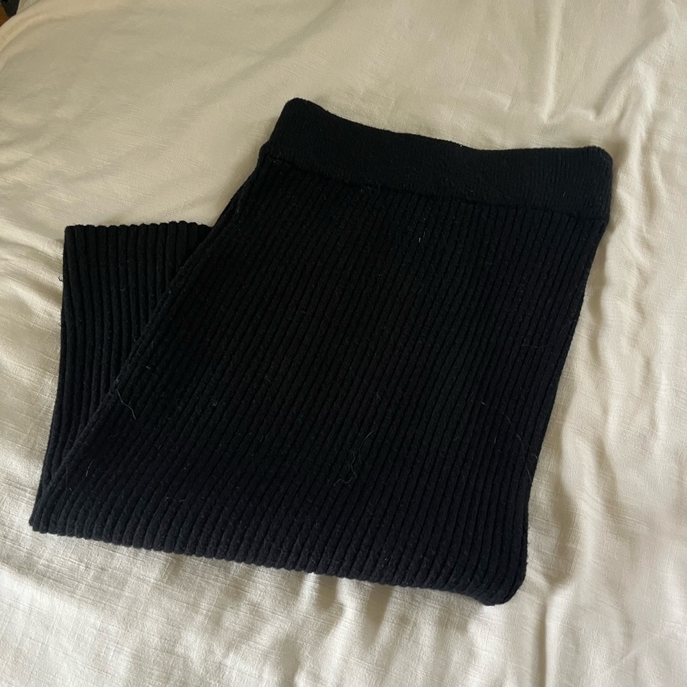 Anthropologie Black Knit Midi Skirt M